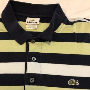 Lacoste 6 lime green stripes polo excellent condit